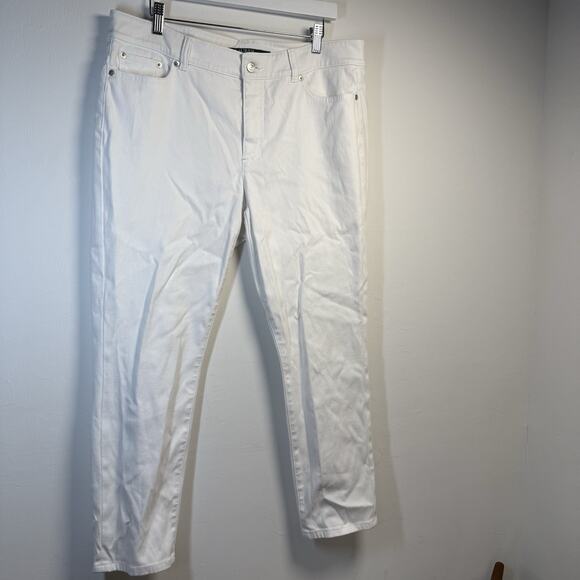 LRL Ralph Lauren Size 14 Premier Straight White Denim Jeans Women's 36" Inseam - Picture 2 of 13